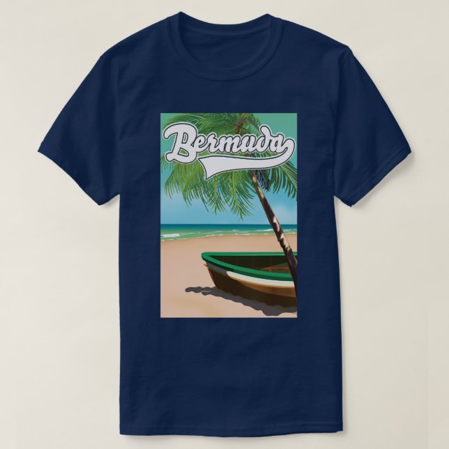 Camiseta Afiche de viaje de la isla tropical de las Bermuda (Diseño del anverso)