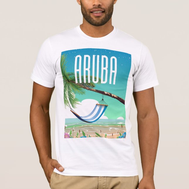 Camiseta Afiche de viaje de la playa de Aruba Hammock (Anverso)