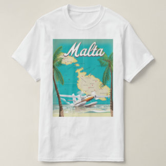 Camiseta Afiche de viaje de la playa y el mapa de Malta