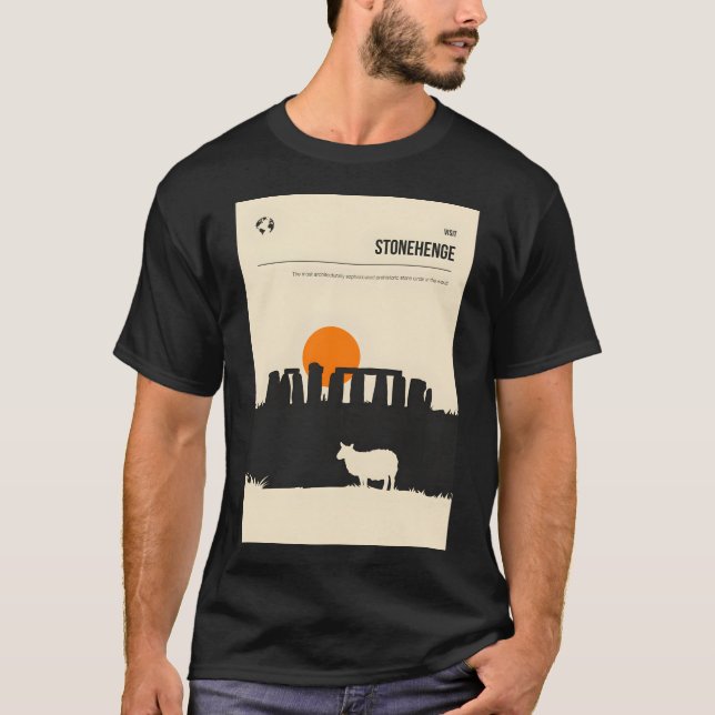 Camiseta Afiche de viaje de la portada del libro Stonehenge (Anverso)