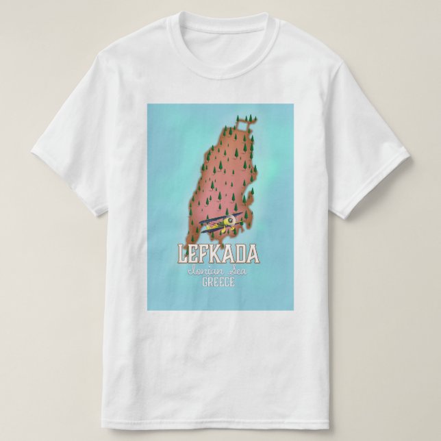 Camiseta Afiche de viaje de Lefkada Grecia. (Diseño del anverso)
