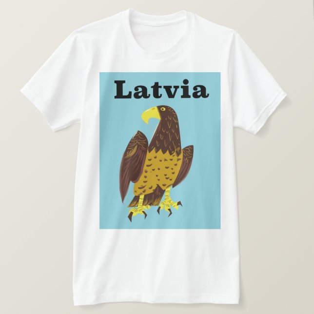 Camiseta Afiche de viaje de Letonia. (Anverso del diseño)