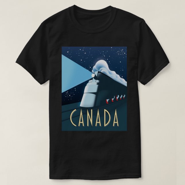 Camiseta Afiche de viaje de locomotoras de Canadá (Diseño del anverso)