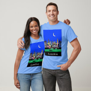 Camiseta Afiche de viaje de Londres bajo el cielo nocturno