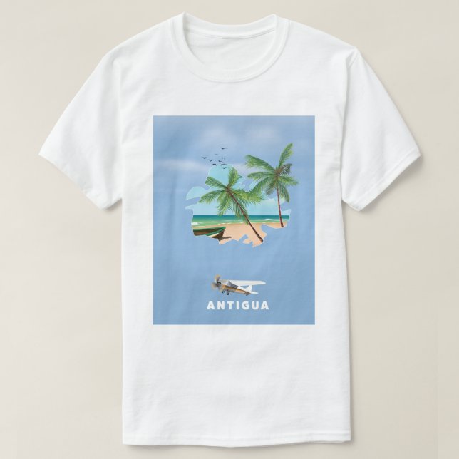 Camiseta Afiche de viaje de mapa ilustrado de Antigua (Diseño del anverso)