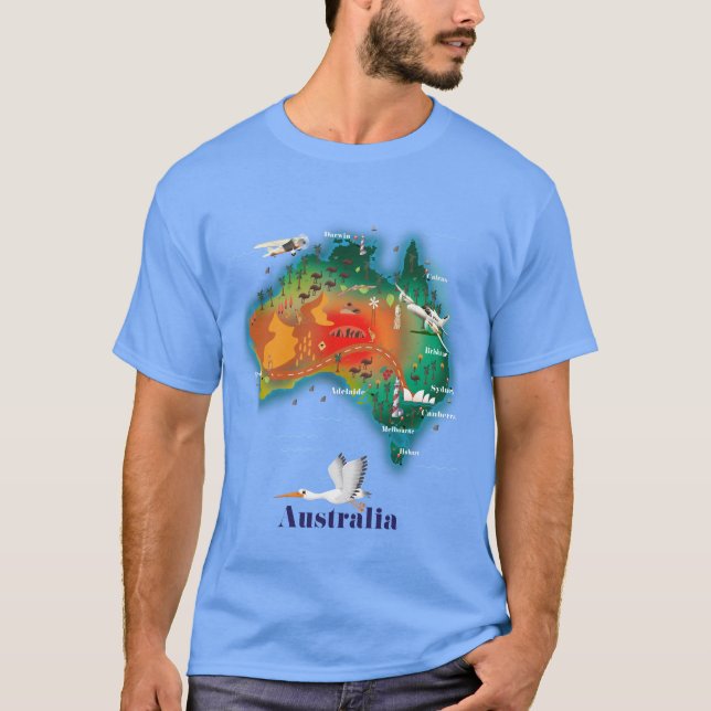 Camiseta Afiche de viaje de mapas de Australia (Anverso)