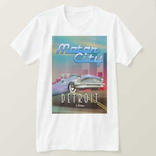 Camiseta Afiche de viaje de Motor City Detroit Michigan.