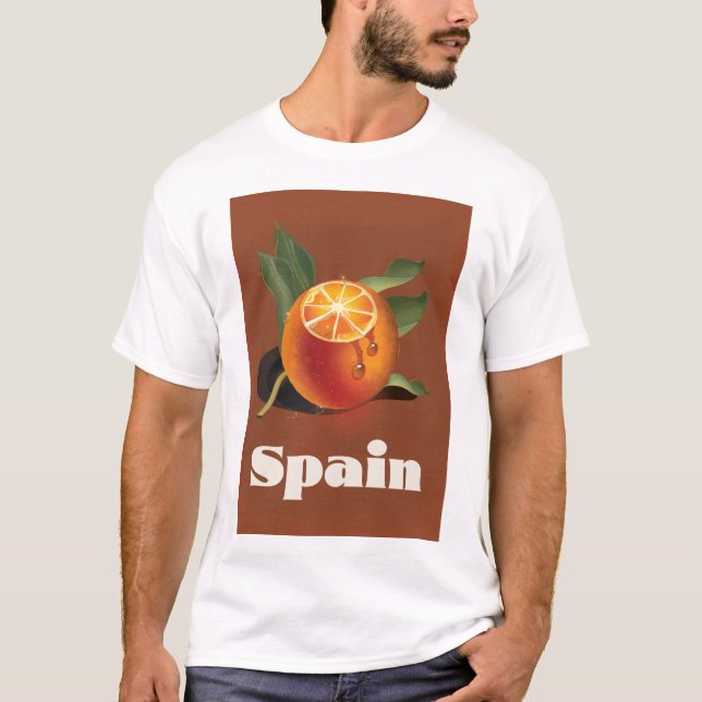 Camiseta Afiche de viaje de naranja de España (Anverso)