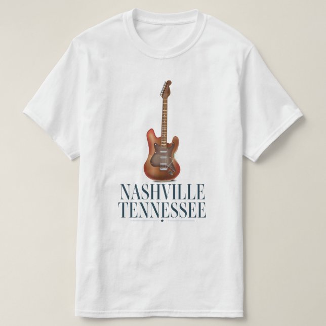 Camiseta Afiche de viaje de Nashville Tennessee Guitar (Diseño del anverso)