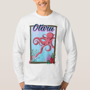 Camiseta Afiche de viaje de Otaru Japan Squid
