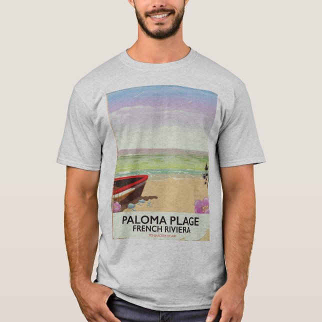 Camiseta Afiche de viaje de Paloma Plage, Riviera Francesa (Anverso)