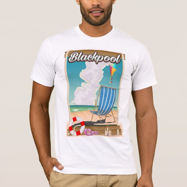 Camiseta Afiche de viaje de playa de la playa de Blackpool (Anverso)
