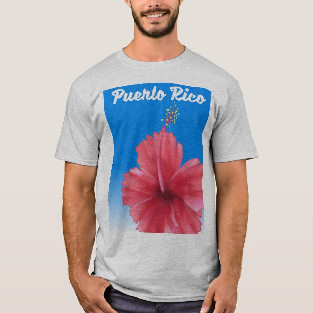 Camiseta Afiche de viaje de Puerto Rico Flor de Maga (Anverso)