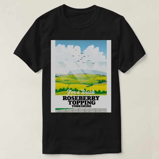 Camiseta Afiche de viaje de Roseberry Topping Yorkshire (Diseño del anverso)