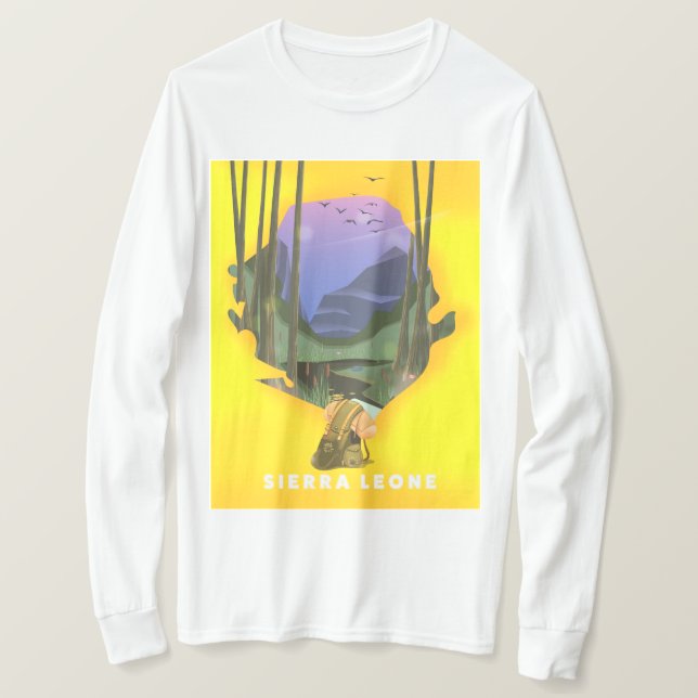 Camiseta afiche de viaje de sierra leona ilustrado (Anverso del diseño)