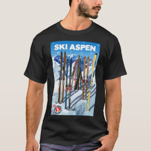 Camiseta Afiche de viaje de Ski Aspen de estilo vintage
