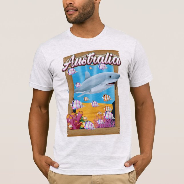 Camiseta Afiche de viaje de tiburones submarinos de Austral (Anverso)