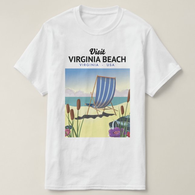 Camiseta Afiche de viaje de Virginia Beach Virginia USA (Diseño del anverso)