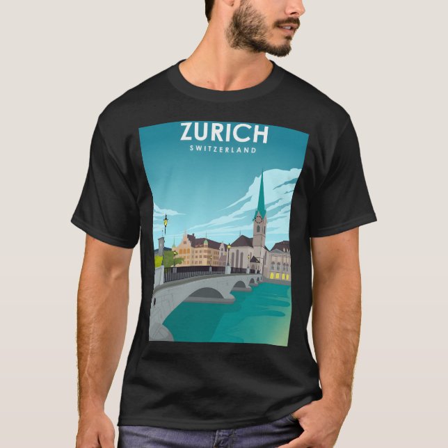 Camiseta Afiche de viaje de Zurich Suiza (Anverso)