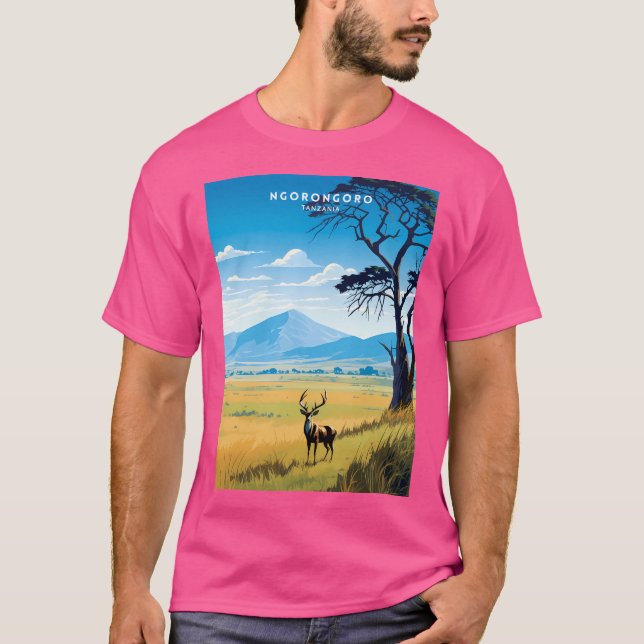 Camiseta Afiche de viaje del cráter de Tanzania Ngorongoro (Anverso)