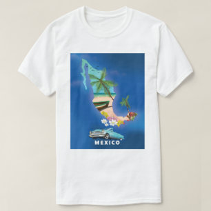 Camiseta Afiche de viaje del Ilustracion del Mapa de México