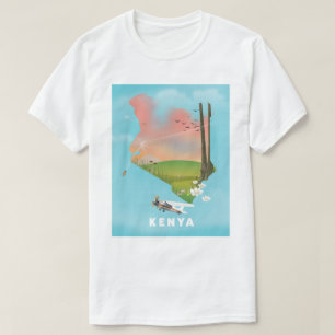 Camiseta Afiche de viaje del Ilustracion Mapa de Kenia.