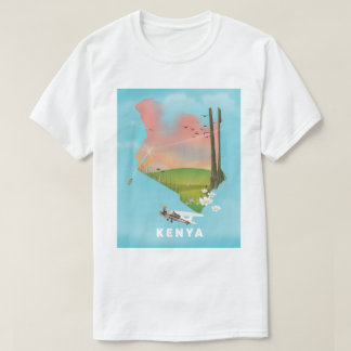 Camiseta Afiche de viaje del Ilustracion Mapa de Kenia.