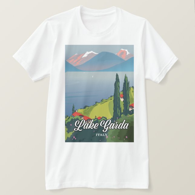Camiseta Afiche de viaje del lago de Garda Italia (Anverso del diseño)