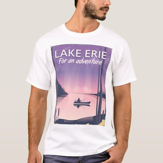 Camiseta Afiche de viaje del lago Erie (Anverso)