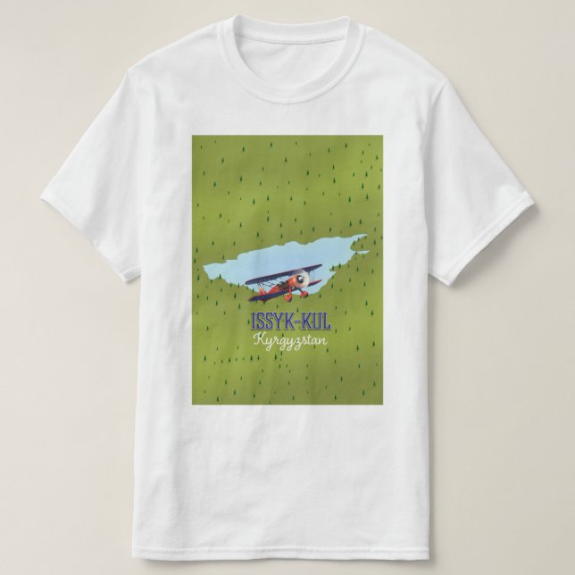 Camiseta Afiche de viaje del lago Kirguistán Issyk-Kul. (Diseño del anverso)