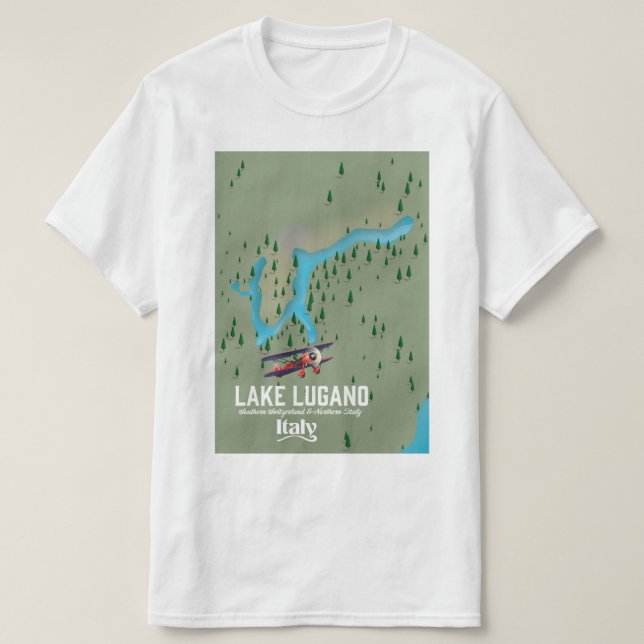 Camiseta Afiche de viaje del lago Lugano Italia - Suiza (Diseño del anverso)