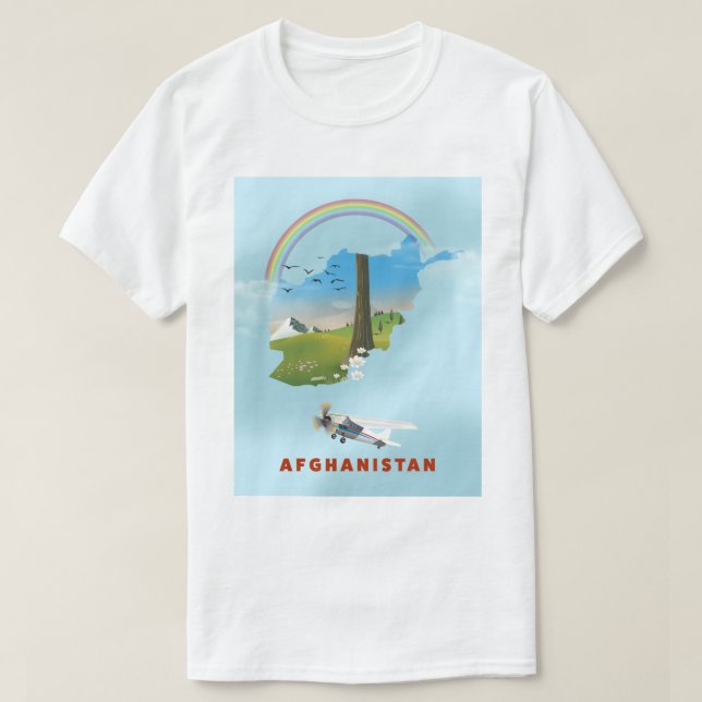 Camiseta Afiche de viaje del mapa de Afganistán (Diseño del anverso)