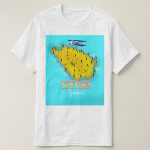 Camiseta Afiche de viaje del mapa de la isla griega