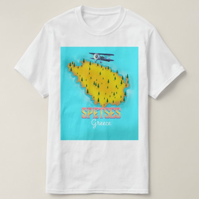 Camiseta Afiche de viaje del mapa de la isla griega (Diseño del anverso)
