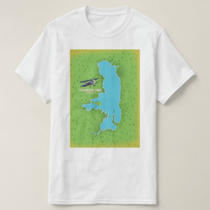 Camiseta Afiche de viaje del mapa del lago Flathead de Mont
