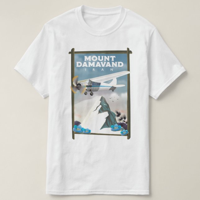 Camiseta Afiche de viaje del Monte Damavand Irán. (Diseño del anverso)
