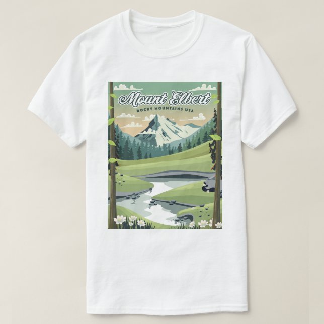 Camiseta Afiche de viaje del Monte Elbert Rocky Mountains (Diseño del anverso)