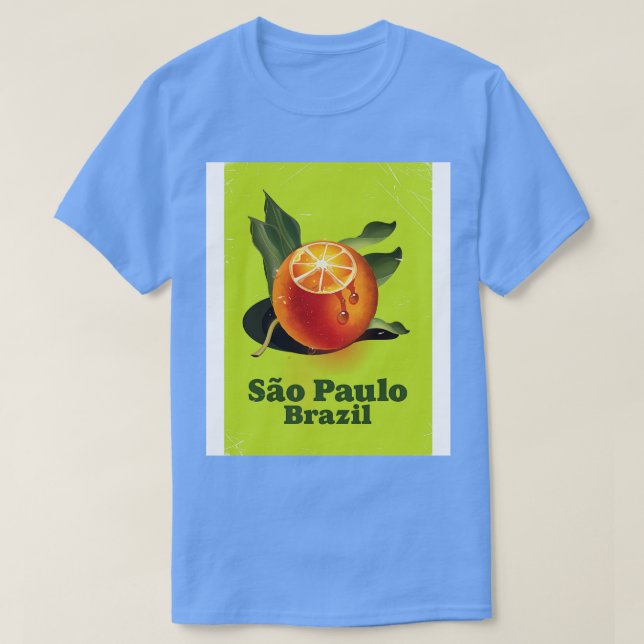 Camiseta Afiche de viaje del Naranja de São Paulo Brasil (Diseño del anverso)