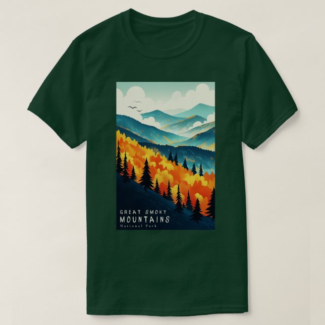 Camiseta Afiche de viaje del parque nacional de las Montaña (Diseño del anverso)
