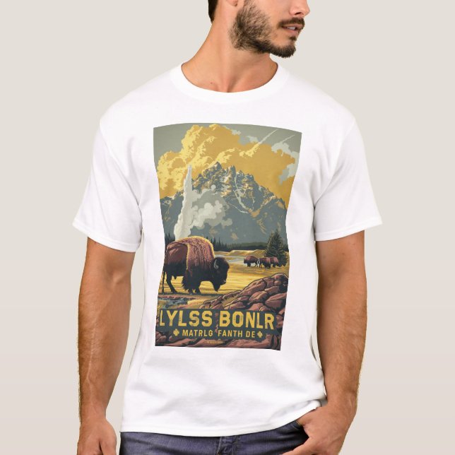 Camiseta Afiche de viaje del Parque Nacional Yellowstone Vi (Anverso)