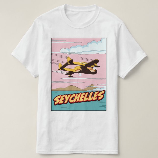 Camiseta Afiche de viaje del Personalizado de Seychelles. (Diseño del anverso)