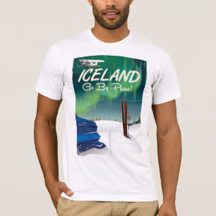 Camiseta Afiche de viaje en avión de Islandia