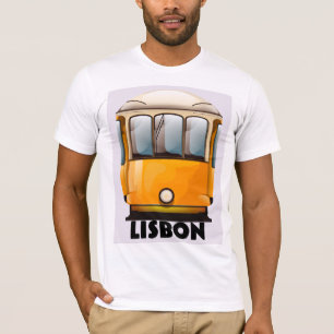Camiseta Afiche de viaje en el tranvía amarillo de Lisboa