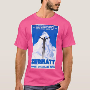 Camiseta Afiche de viaje en esquí de Zermatt Suiza 1931