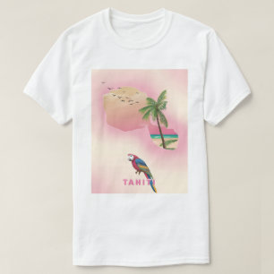 Camiseta Afiche de viaje en mapas de Tahití