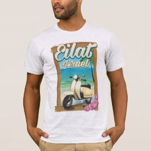 Camiseta Afiche de viaje en moto de Eilat Beach Israel