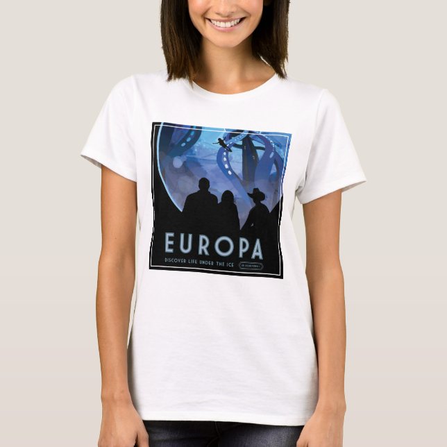 Camiseta Afiche de viaje espacial retro - Europa de la luna (Anverso)