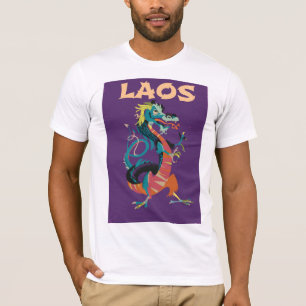 Camiseta Afiche de viaje estilo vintage de Laos Dragon
