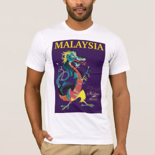 Camiseta Afiche de viaje estilo vintage de Malaysia Dragon