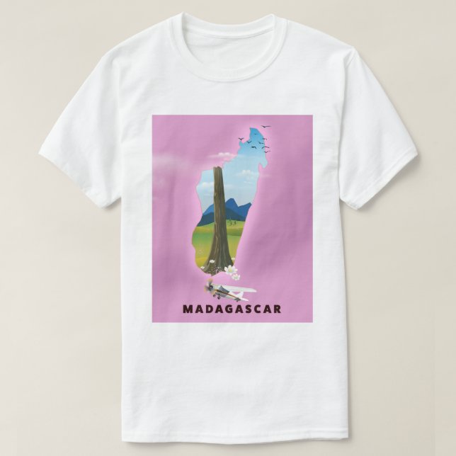 Camiseta Afiche de viaje ilustrado de Madagascar (Diseño del anverso)